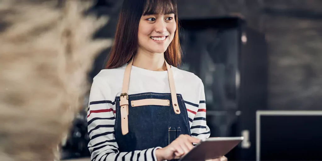 woman using a tablet