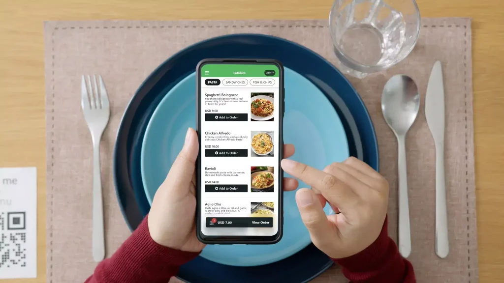 QR ordering on smartphone
