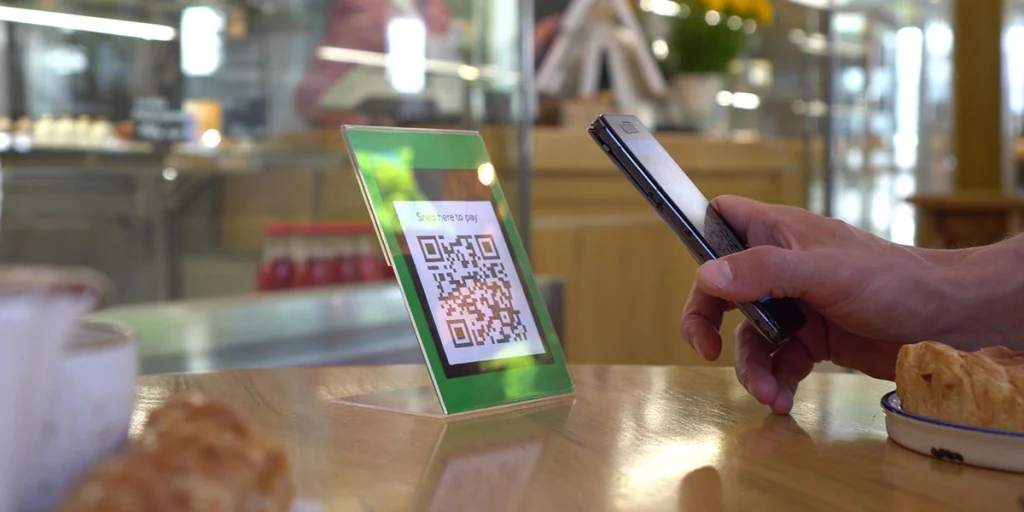Restaurant QR code placed on a table